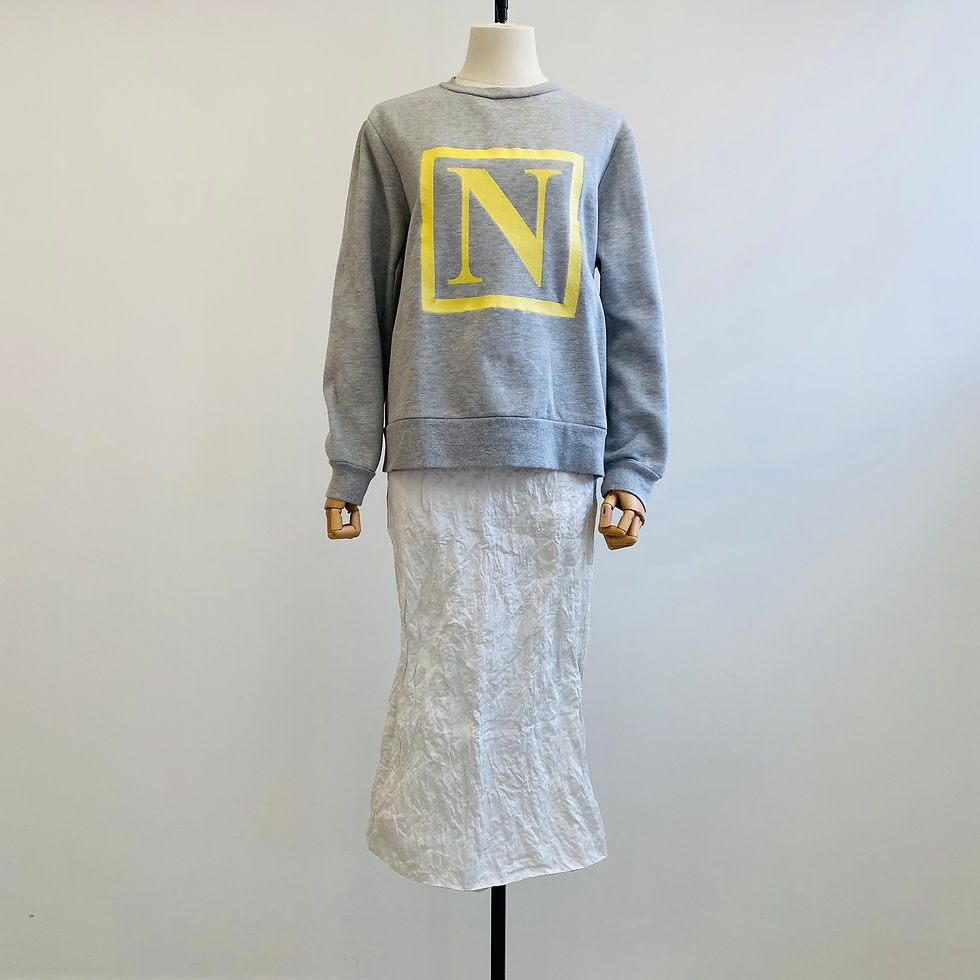 Thumbnail: EDIT Yellow Boxed "N" Initial Grey Sweatshirt