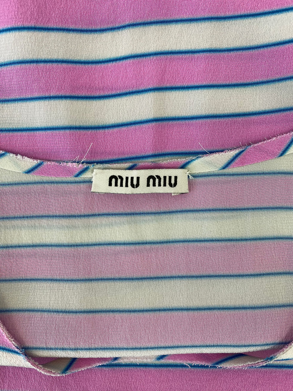 Thumbnail: Miu Miu Sleeveless Striped Silk Top