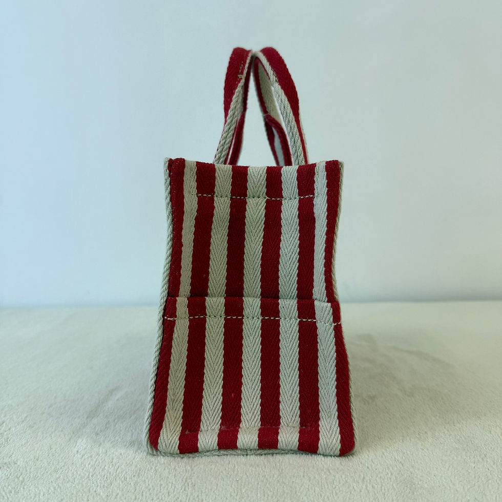Thumbnail: Celine Canvas Striped Triomphe Small Cabas Tote Bag