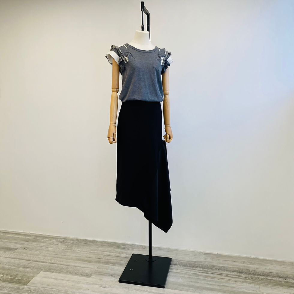 Thumbnail: EDIT Black Contrast Side Ruffle Midi Skirt