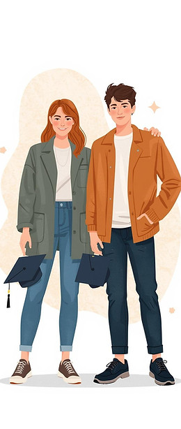 Vertical illustration (portrait 4_5), modern flat vectors illustration of two  confident 1