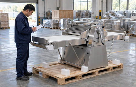 Representative inspection of a dough sheeter before protective wrapping