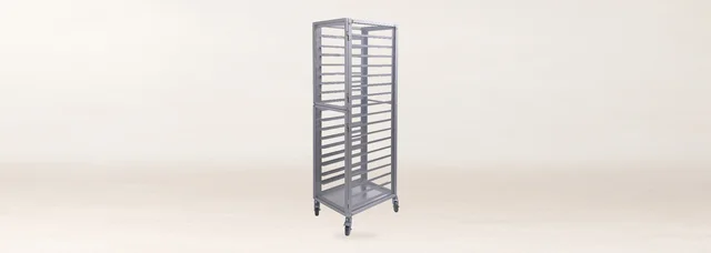Wheeled bakery tray rack