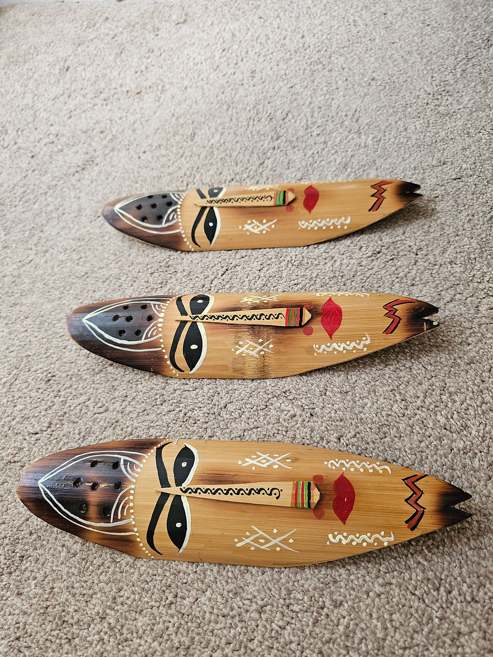 Thumbnail: Bamboo Tribal Mask Wall Hanging l Corner Wall edge hanging l Tribal Art Figure