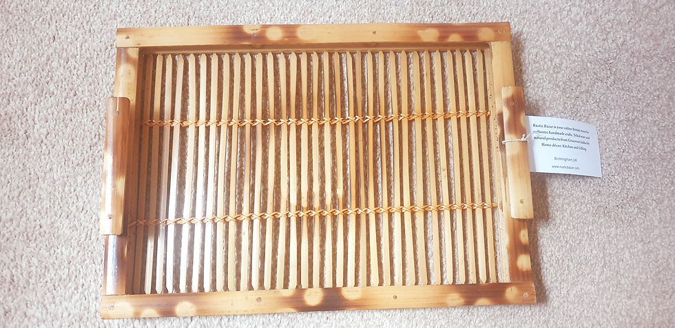Thumbnail: Rustic Tribal Handmade Bamboo Tea tray l  Decorative Rectangular Burnt pattern t
