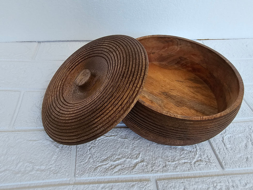 Thumbnail: Turned Wooden Round Container Jewellery Box with Lid l Apple shape concentric