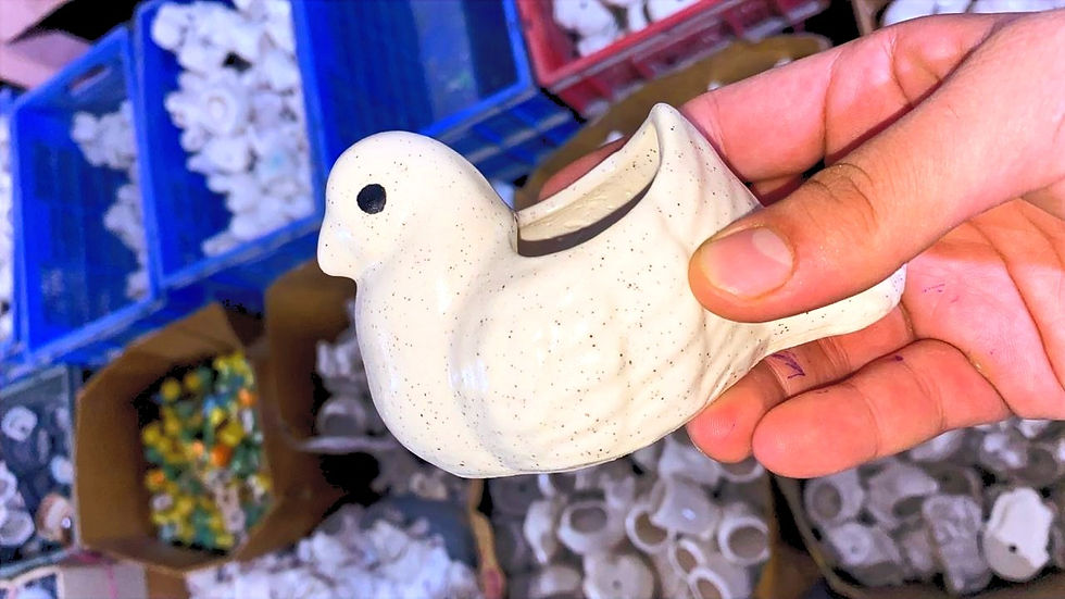 Thumbnail: Miniature White Bird Set Swan & Pigeon Planter pot 3" Height