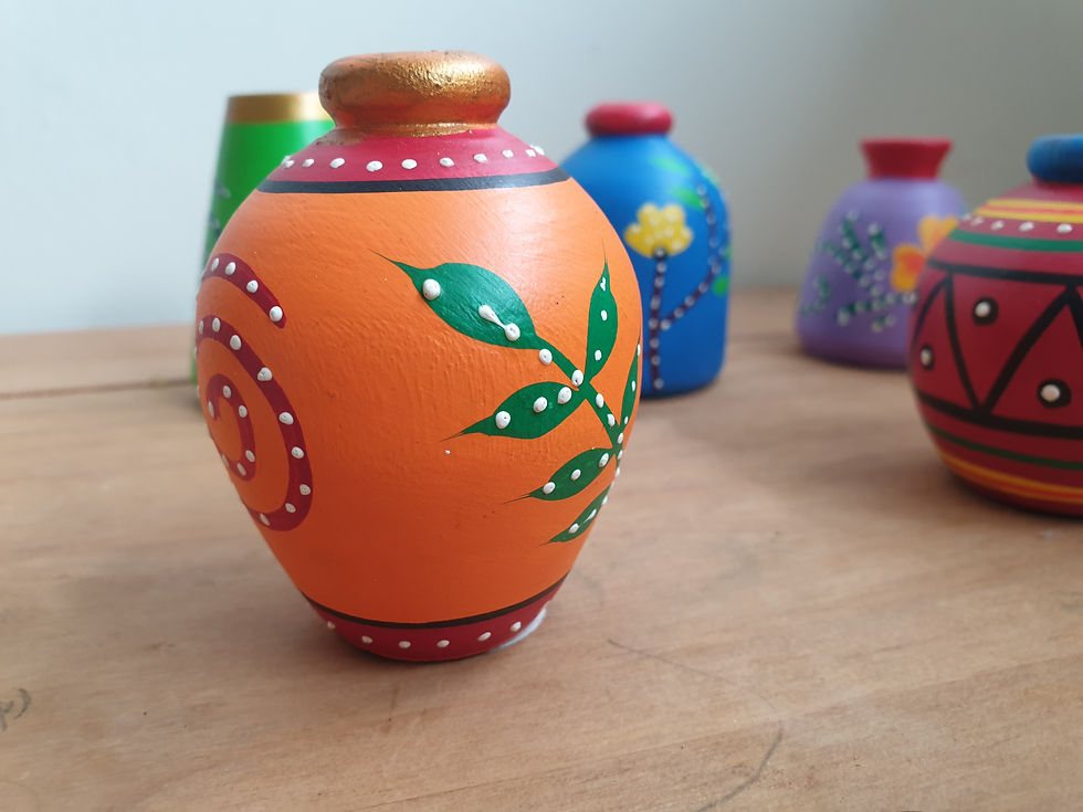 Thumbnail: Hand-Painted Miniature Wooden Vases, Banaras Craft