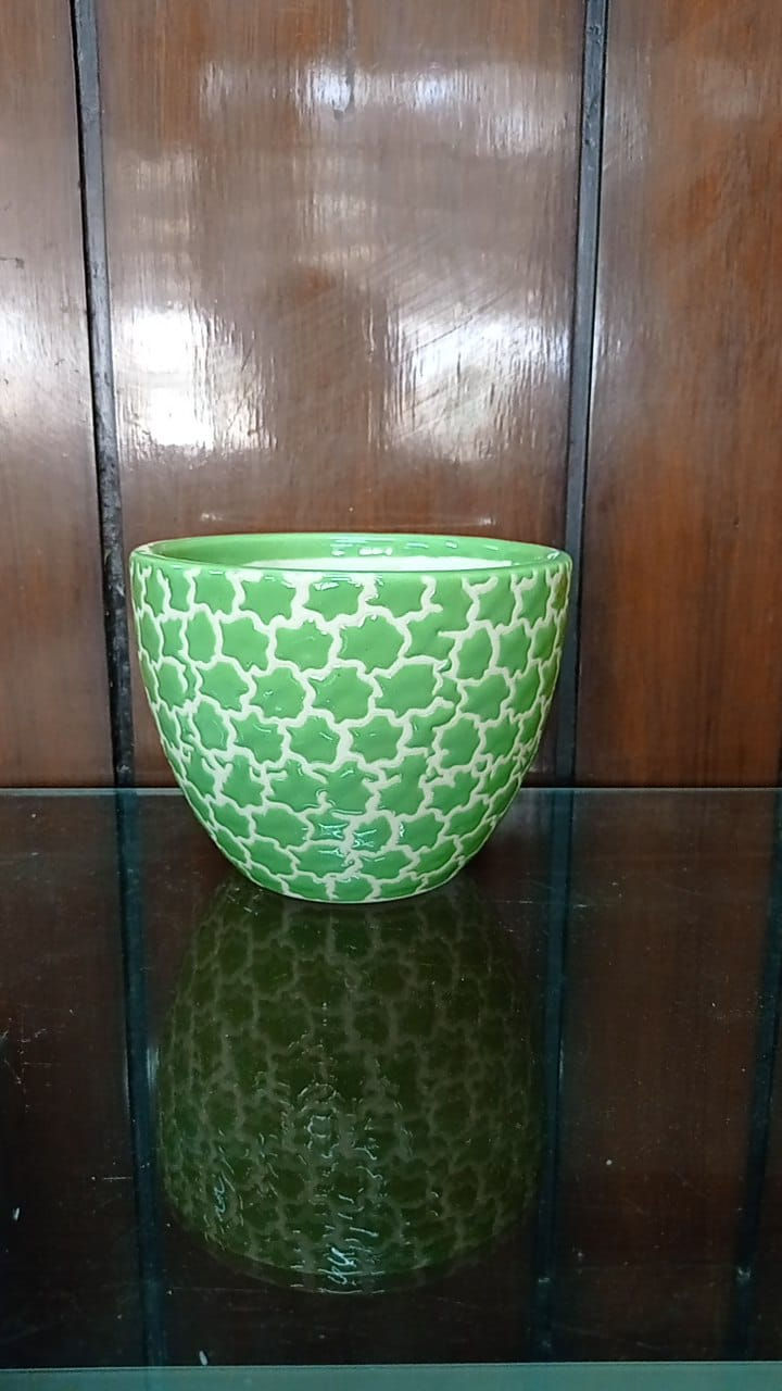 Thumbnail: 5" Bowl cracked egg pattern Planter pot H5D6
