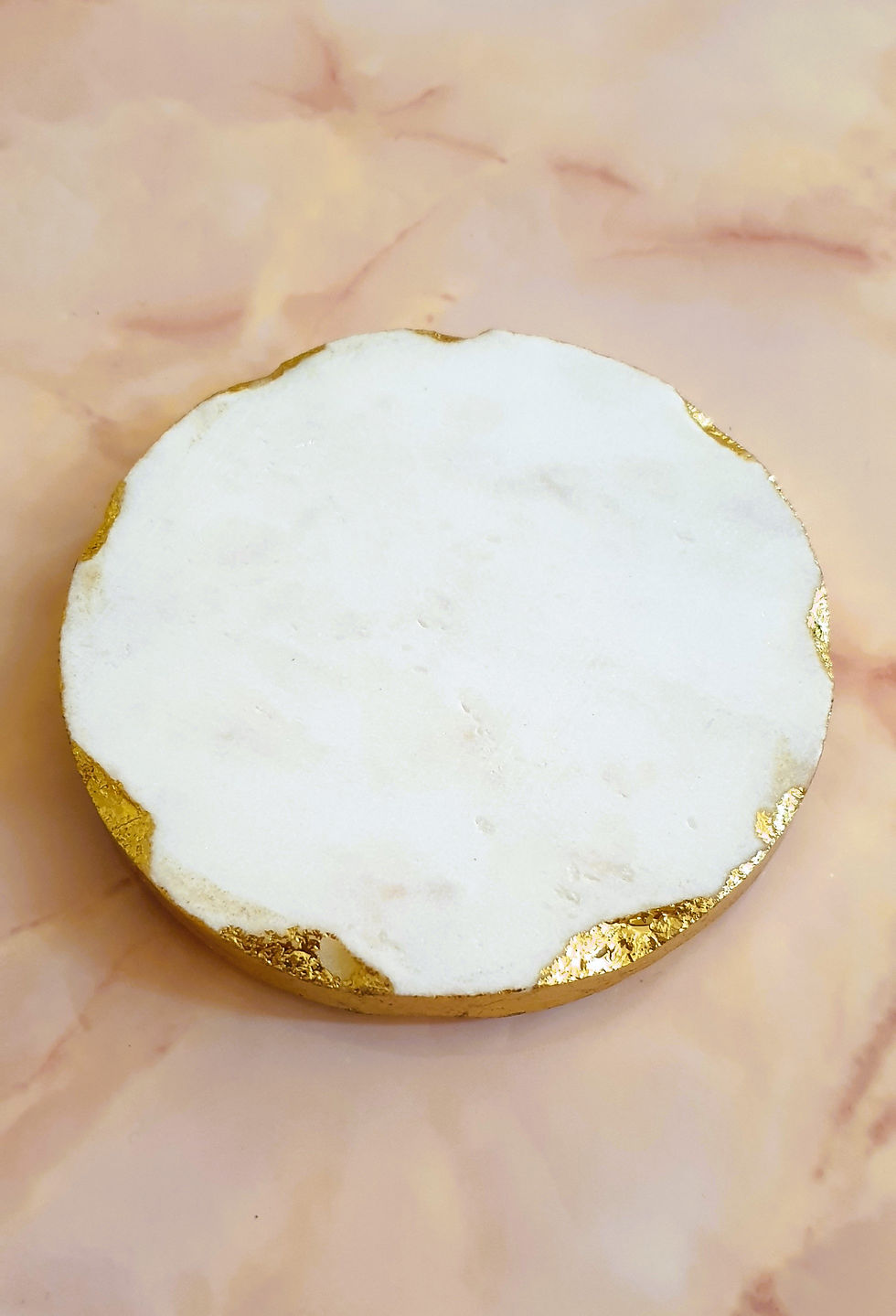 Thumbnail: Elegant Gold edged Natural white Marble chunky Coasters l Set of 4 with scratch