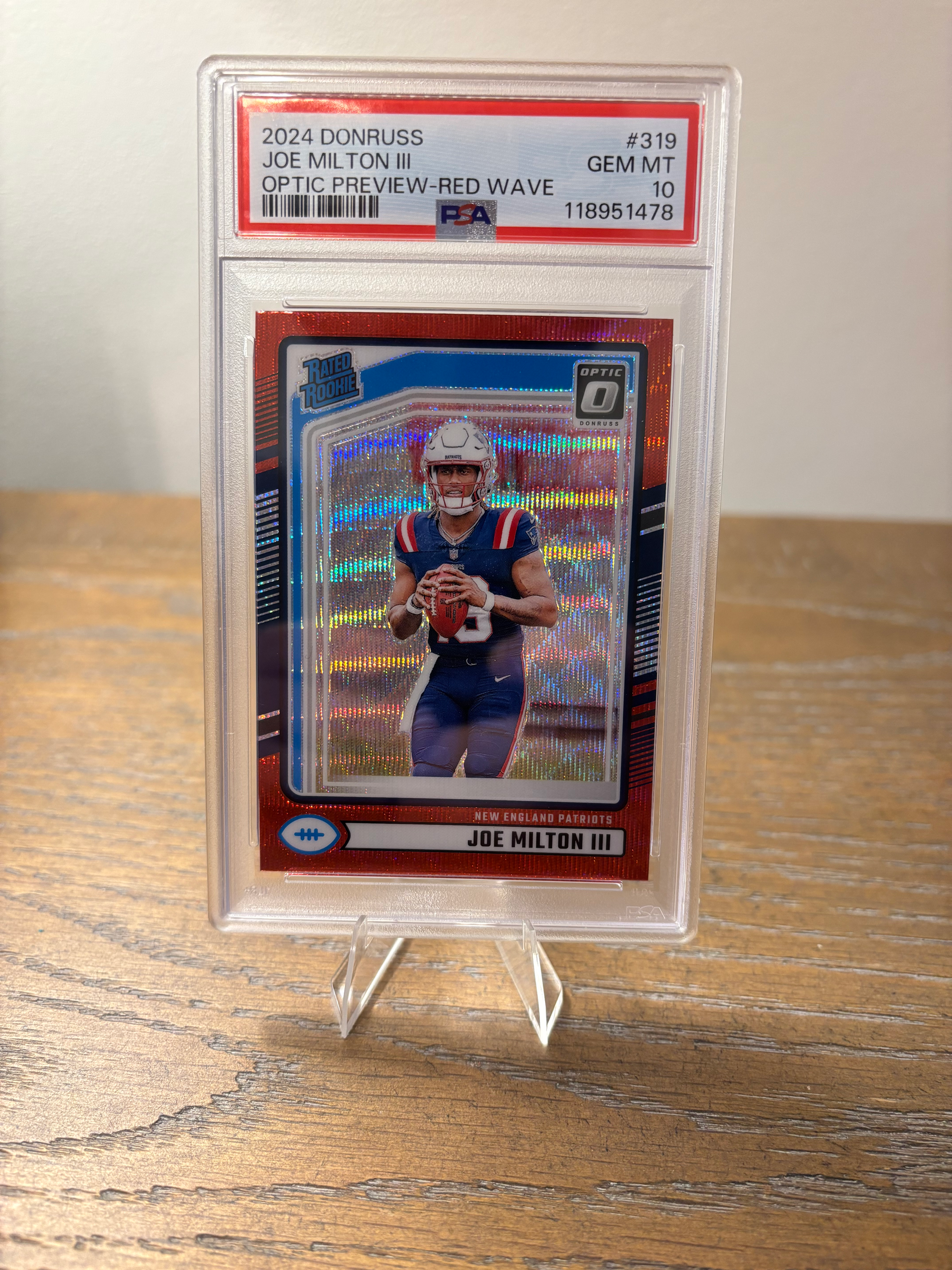 Joe Milton III 2024 Donruss Optic Preview - Red Wave #319 PSA 10