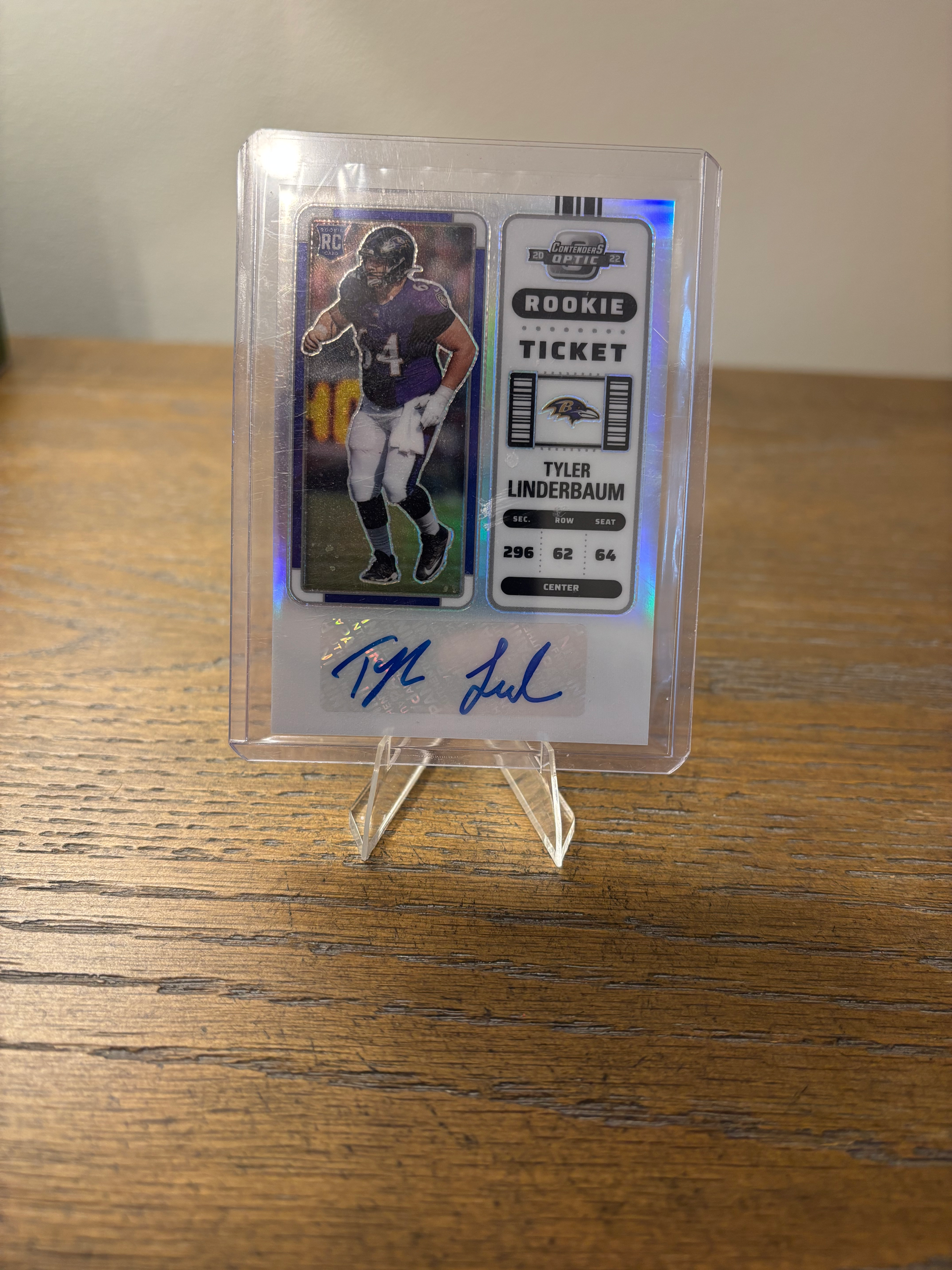 2022 Panini Contenders Optic Tyler Linderbaum Silver Rookie Ticket Auto #204
