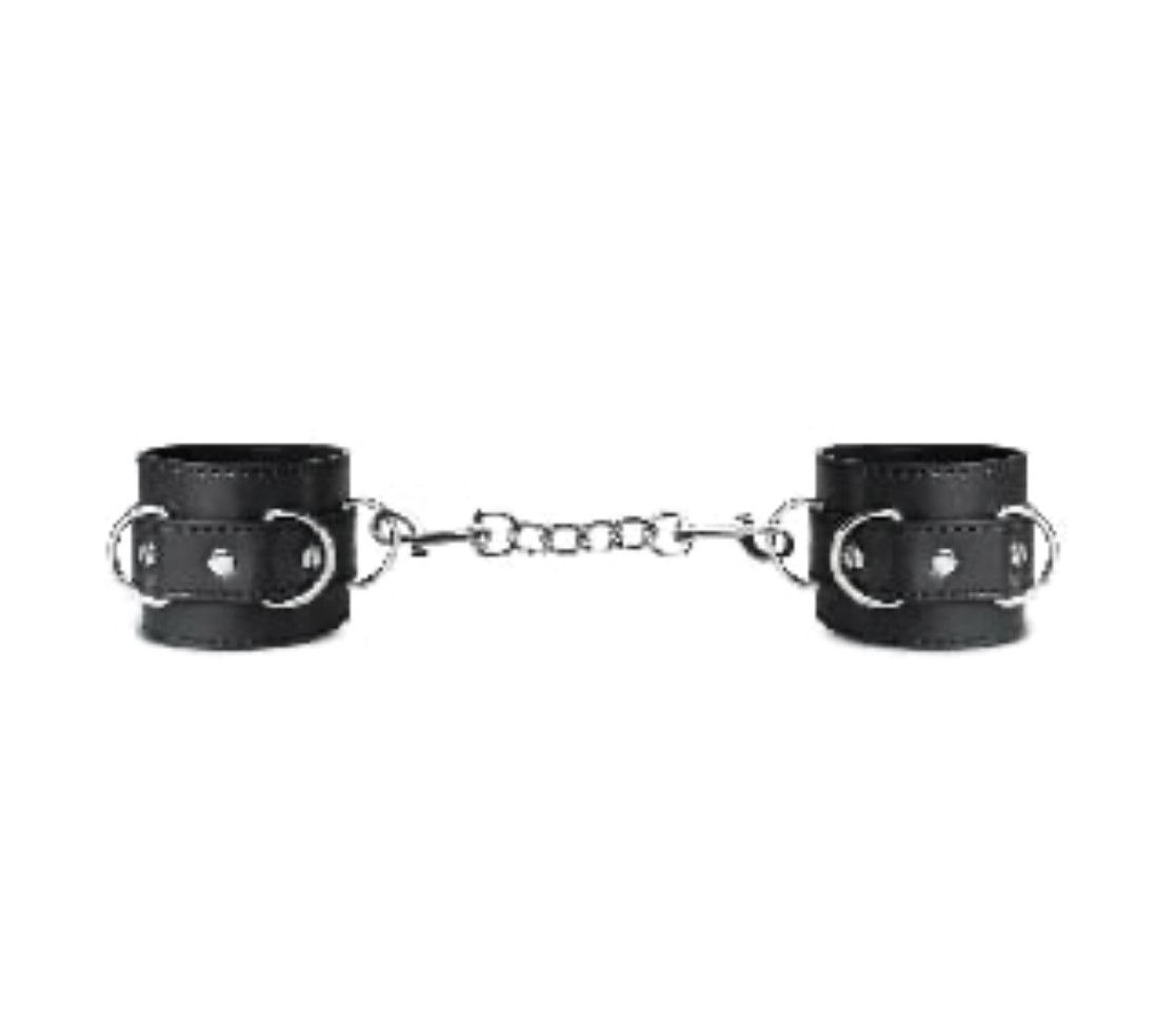 Leather Restraint Cuffs – 2" Wide | Adjustable with Chain Link