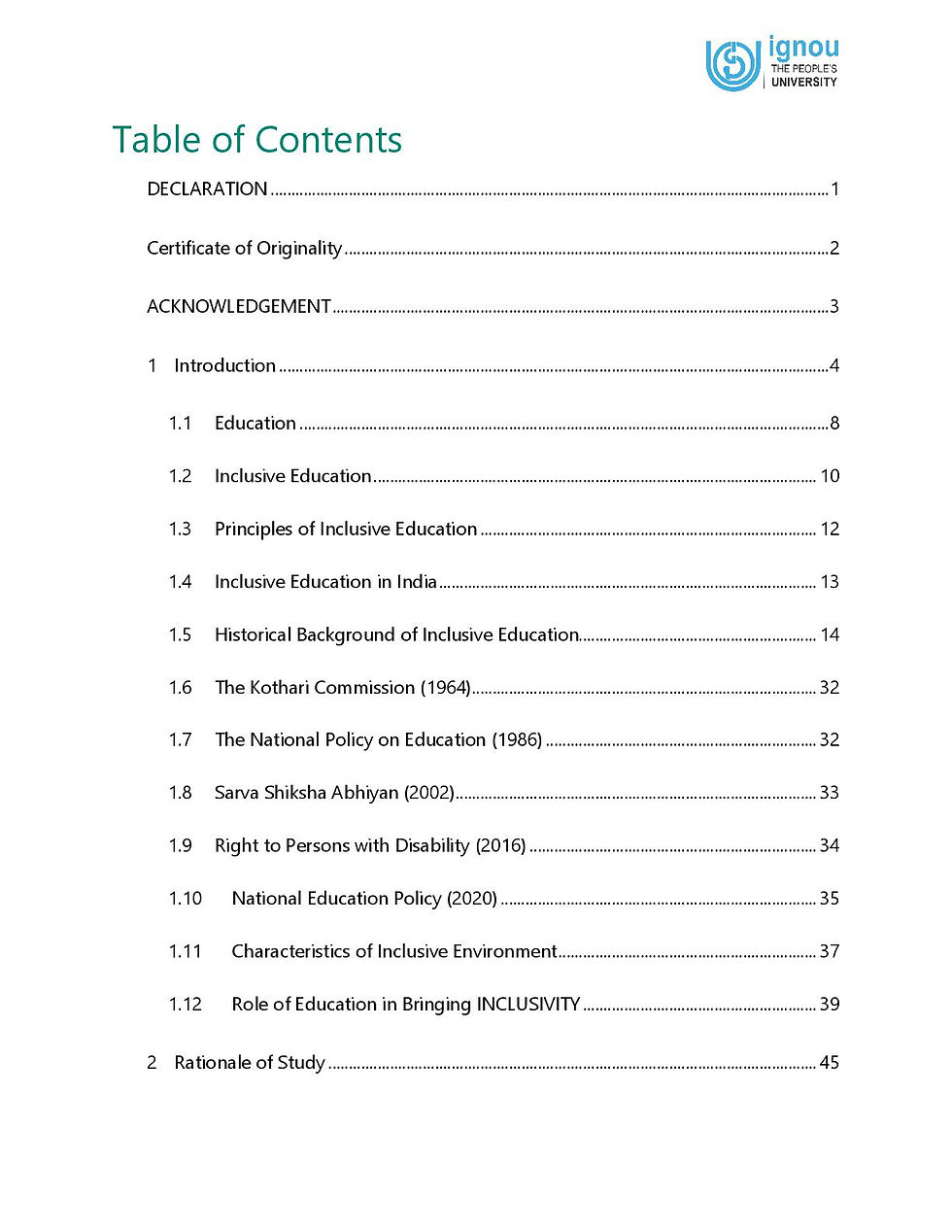 Thumbnail: MESP-001 IGNOU MAEDU Project: Status of Inclusive Education in Government Sch...