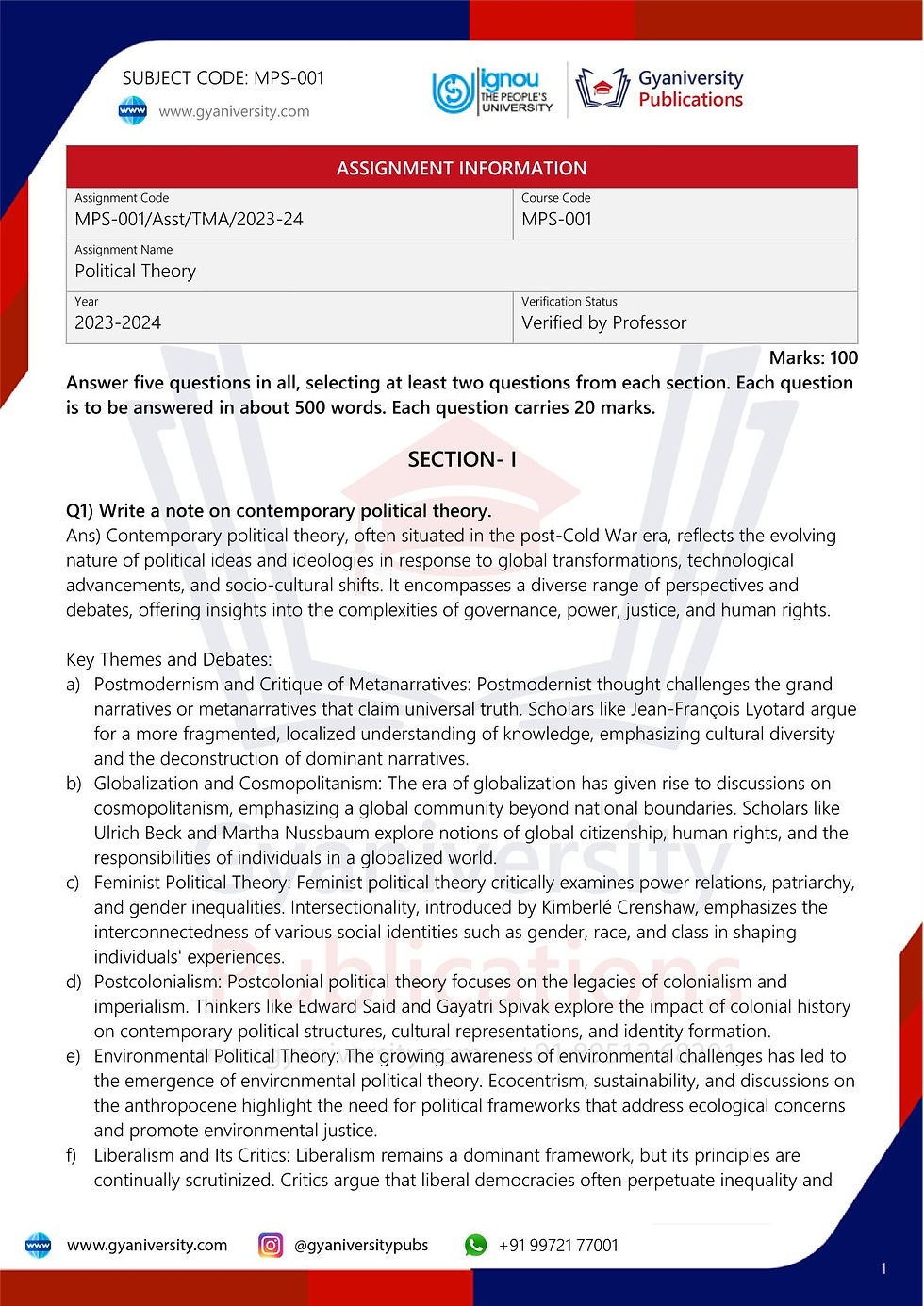 Thumbnail: MPS 1st Year Solved Assignment Combo (2023-24)