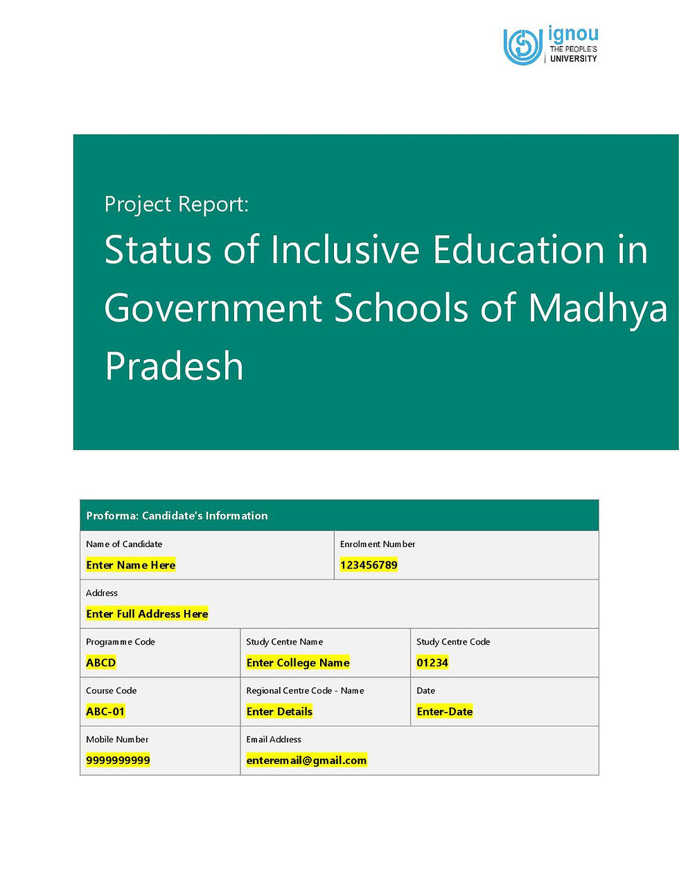 Thumbnail: MESP-001 IGNOU MAEDU Project: Status of Inclusive Education in Government Sch...