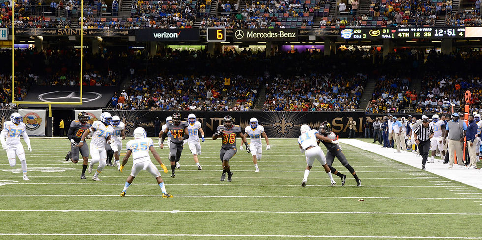 Grambling and Southern players on the field during the 2015 Bayou Classic at the Superdome in New Orleans.