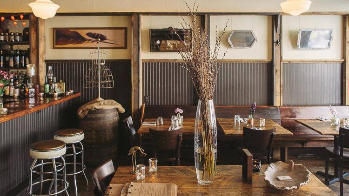 The Heron restaurant dining room Narrowsburg NY — farm to table Catskills