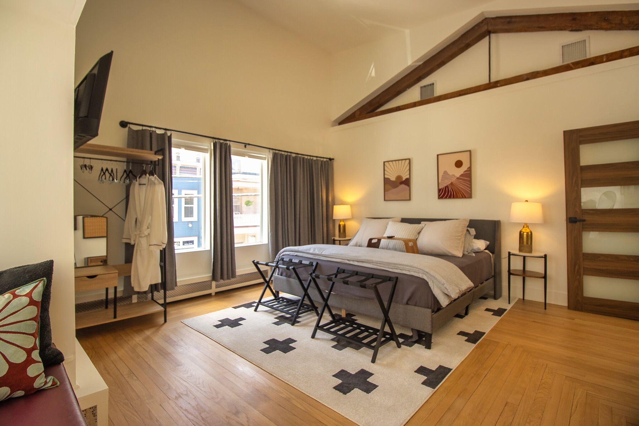 King bedroom at River Penthouse Narrowsburg NY Airbnb