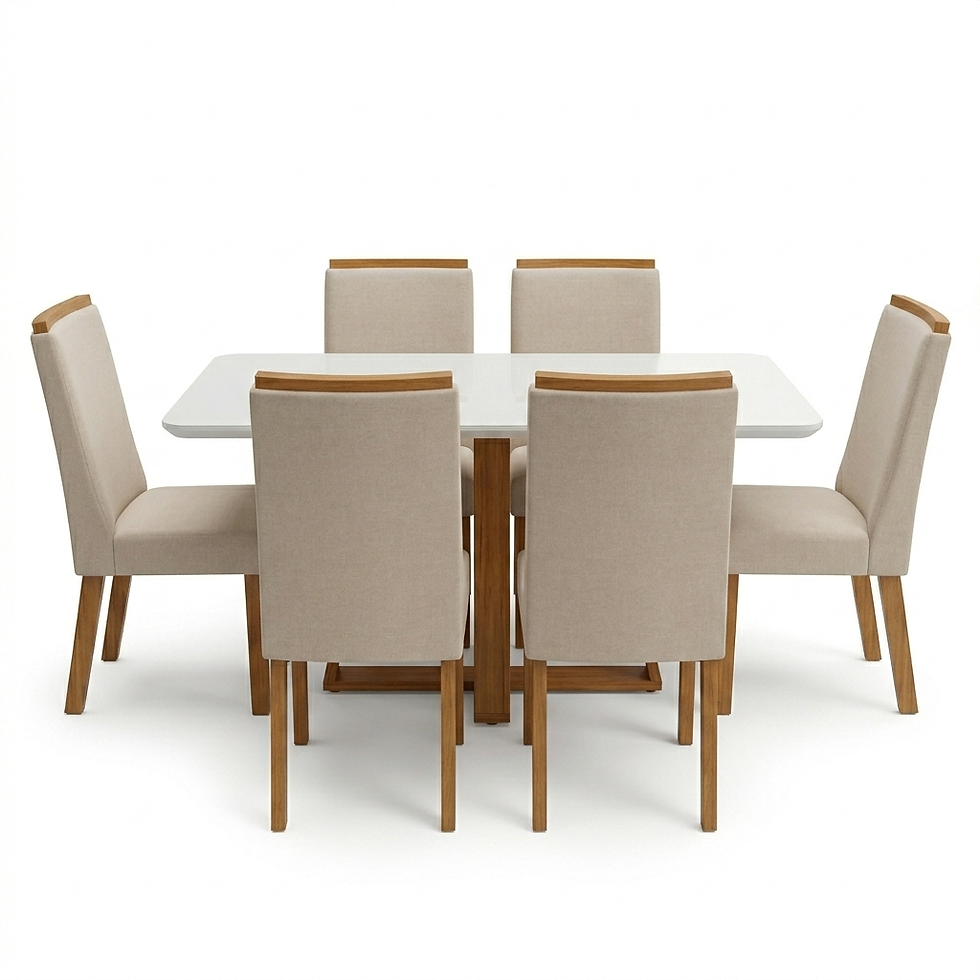 Miniatura: Conjunto Mesa com 6 Cadeiras com Vidro Salvados