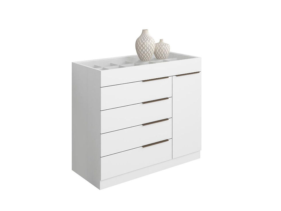 Miniatura: Cômoda 5 Gavetas 1 Porta com Vidro Aramóveis QUEIMAS DOS SALVADOS