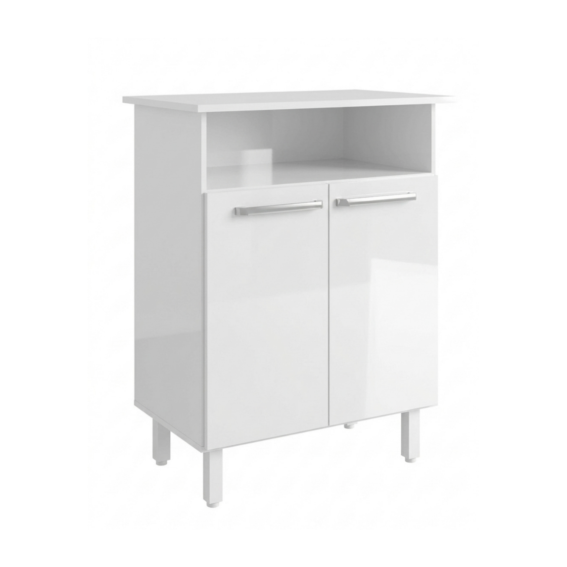 Balcão 0,68 com Tampo Cristal 2 Portas