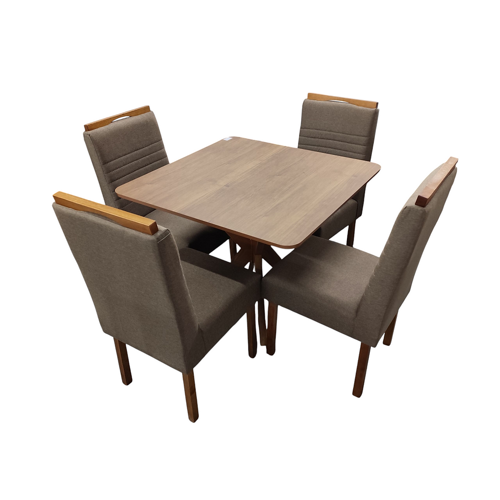 Miniatura: Mesa Simpatia 4 Cadeiras Estofado Linho