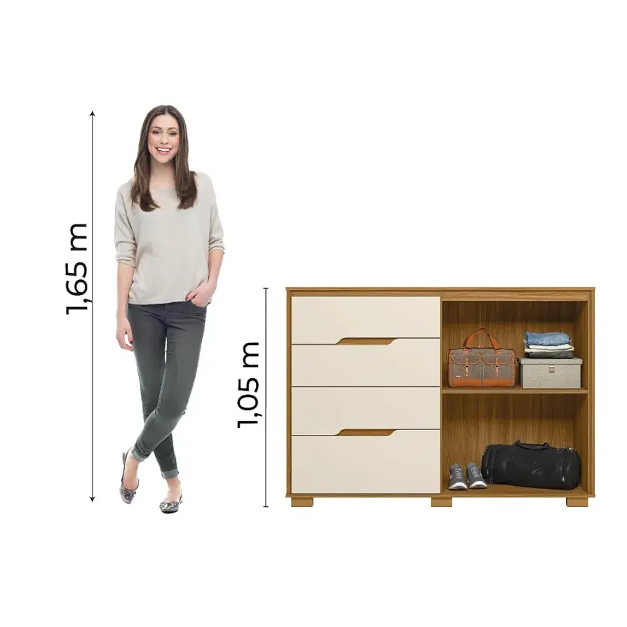 Miniatura: Cômoda Texas 4 Gavetas 2 Portas Moval