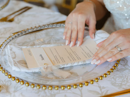 Modern Menu Card with Name Place Card and Ribbon