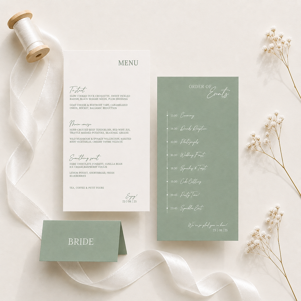Customised on the day wedding stationery