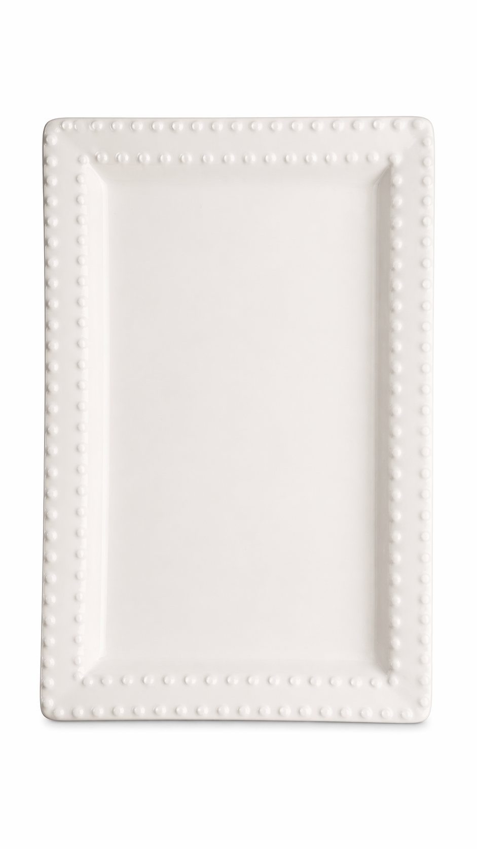 White Beaded Edge Serving Platter Rental