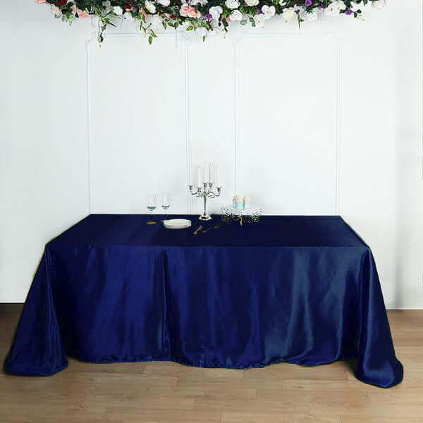 Thumbnail: 8ft Rectangular Satin Table Cloth – Rental