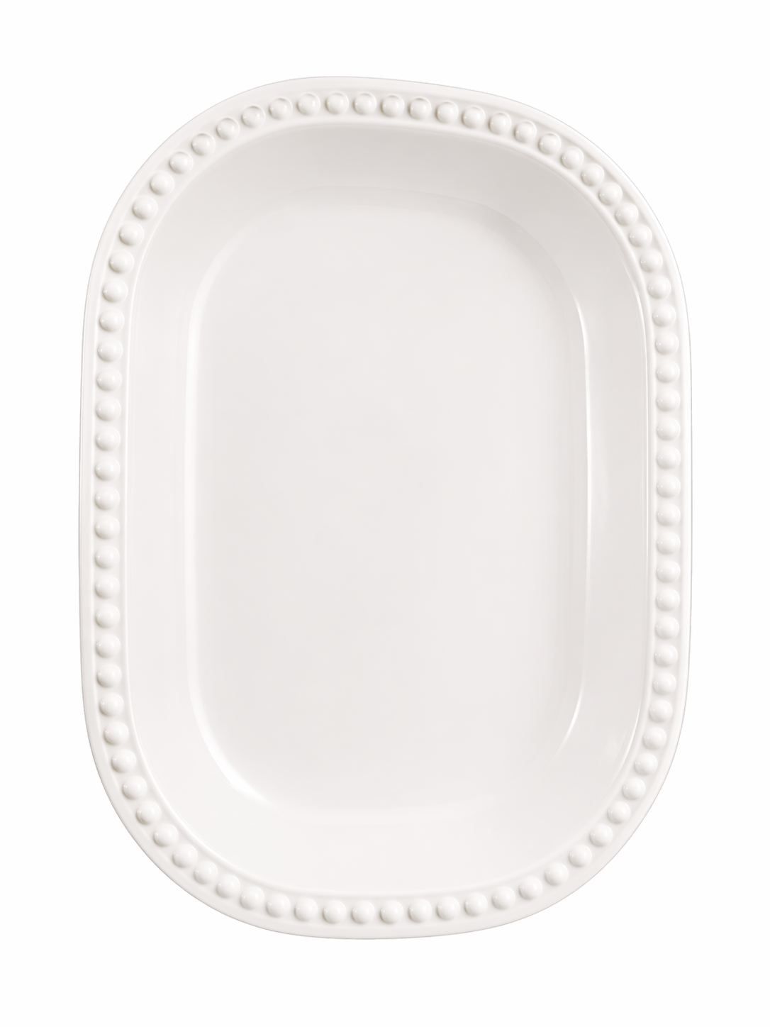 White Beaded Oval Serving Platter Rental