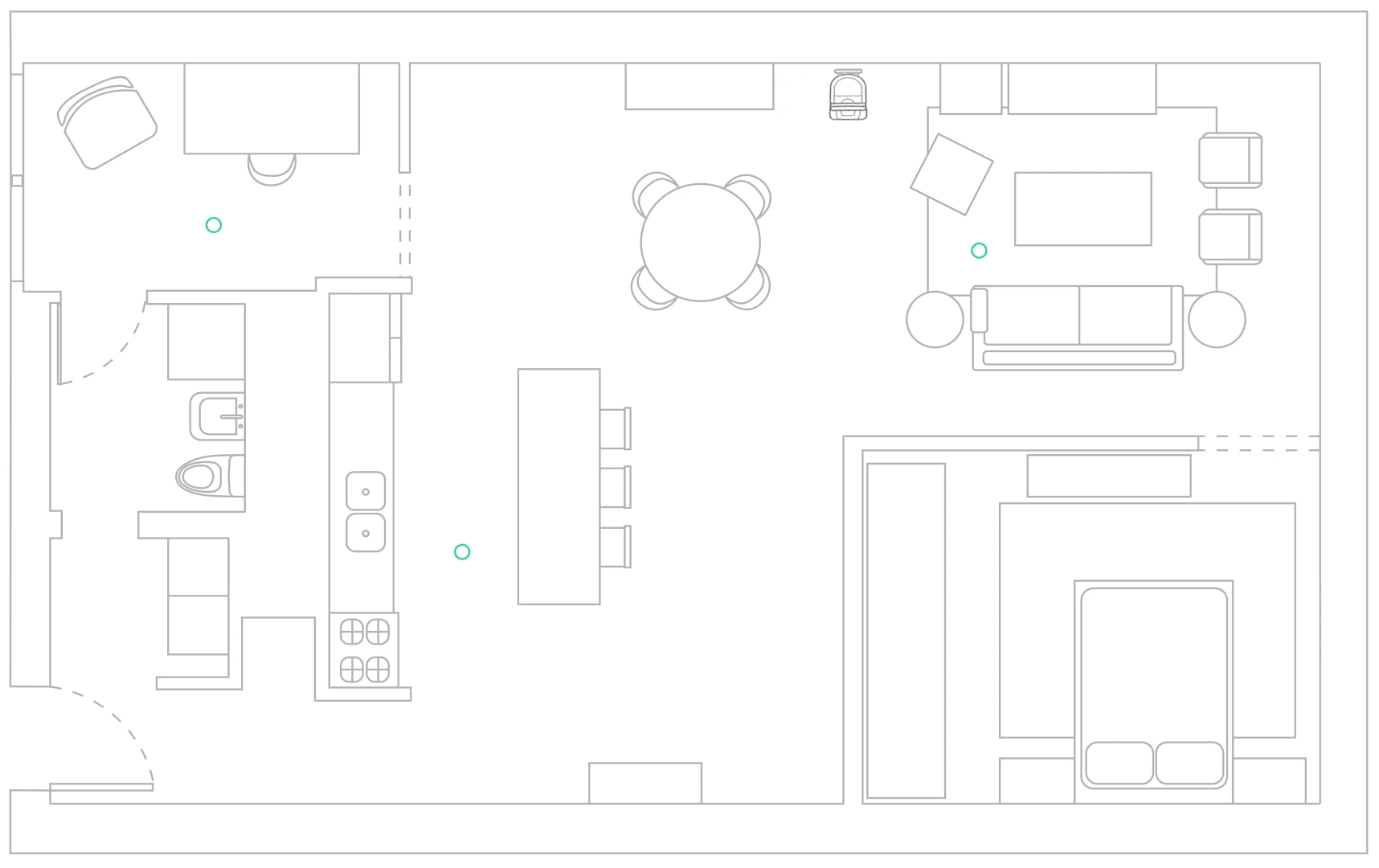 An image showing a building plan with a temi robot moving between locations