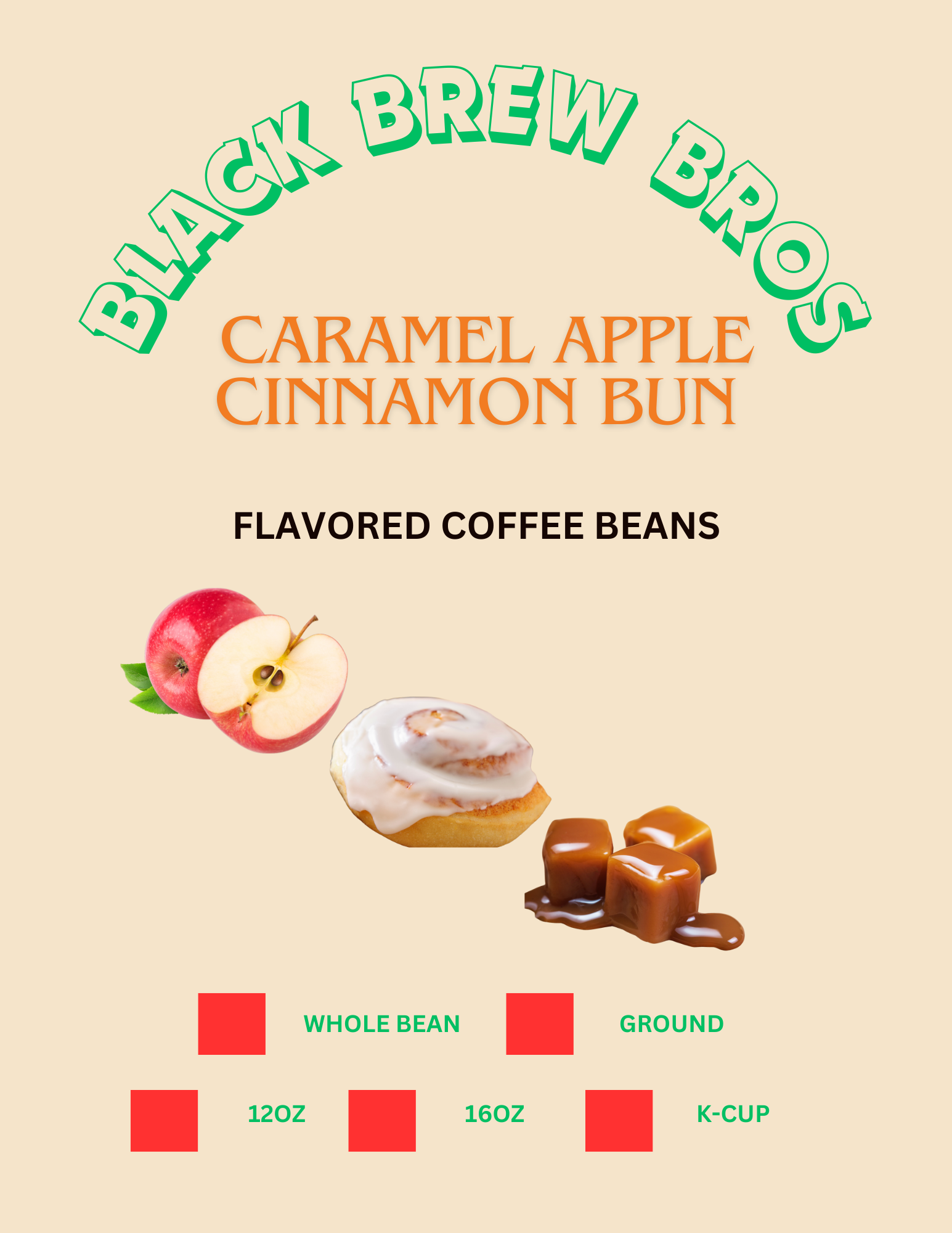 12oz Caramel apple cinnamon bun