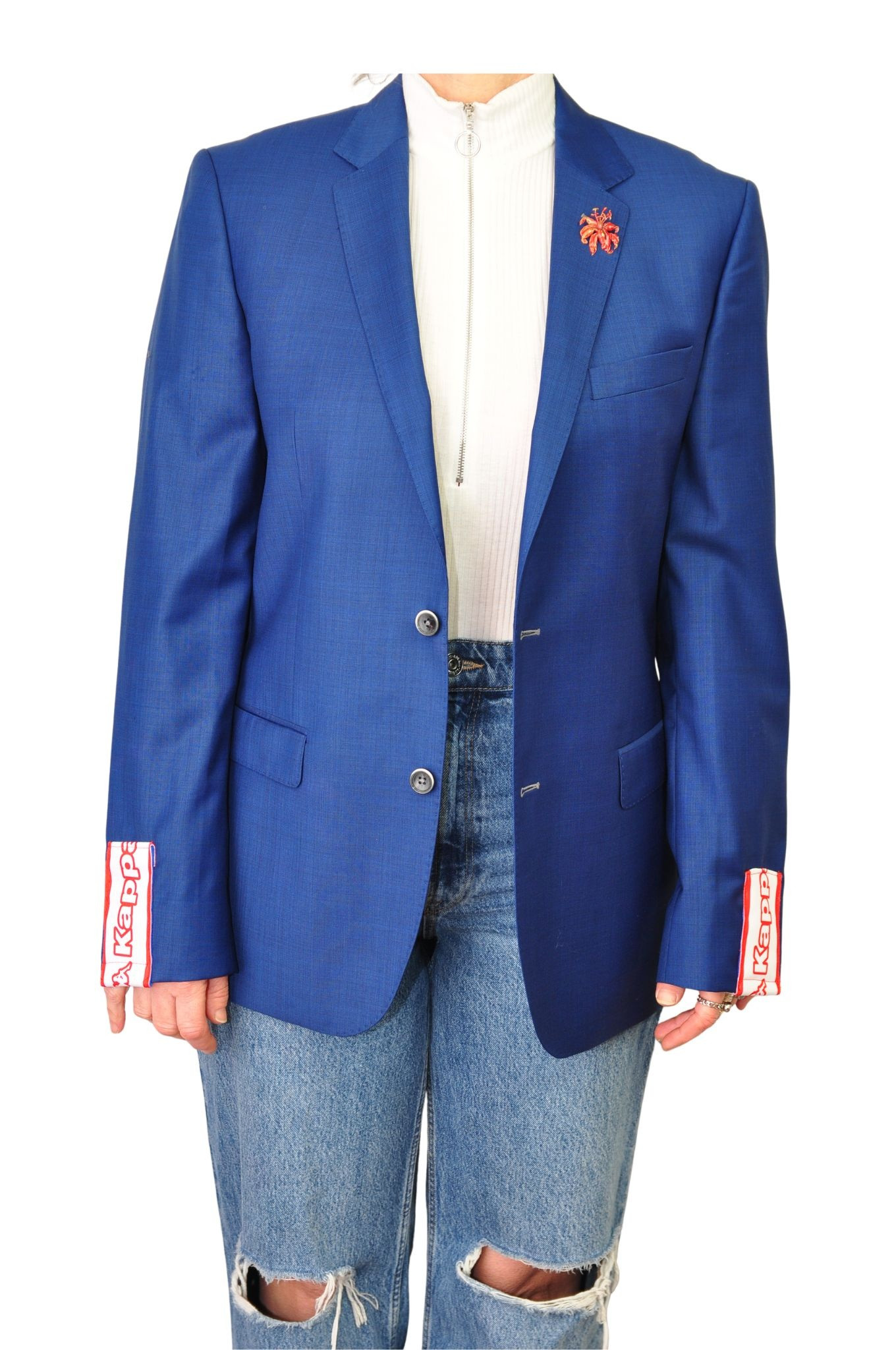 COLBERT BLAUW MET KAPPA DETAILS