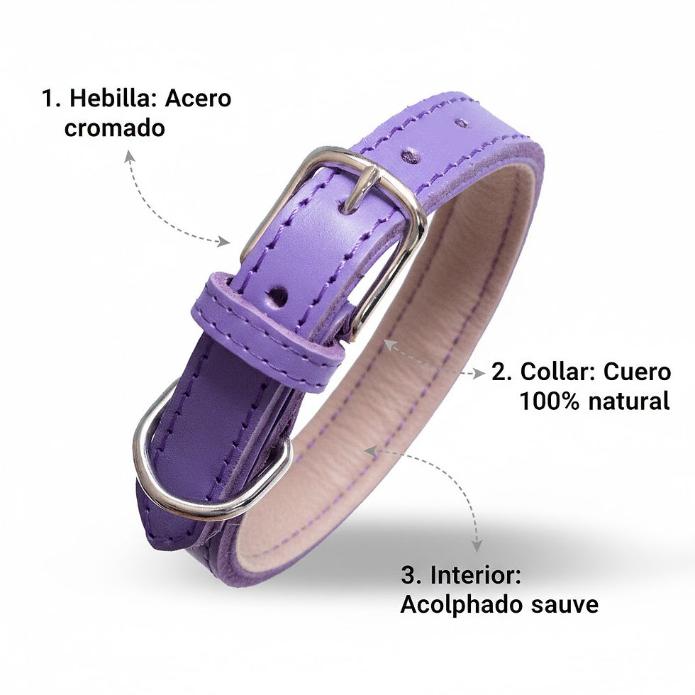 Miniatura: Genérico Collar de Cuero Natural con Forro Acolchado Suave para Perros