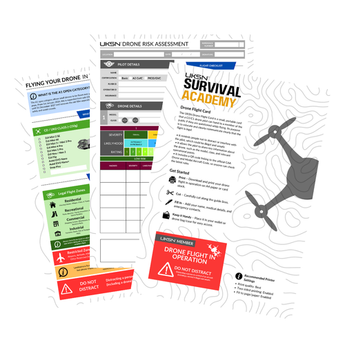 Flight Risk Stamp UKSN A1 Drone Flight Resource Pack Inc Risk Assessment & Flight Card ...