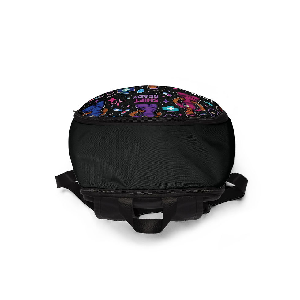 Thumbnail: Nurse Shift Ready pattern Backpack | I Has stethoscope medical print