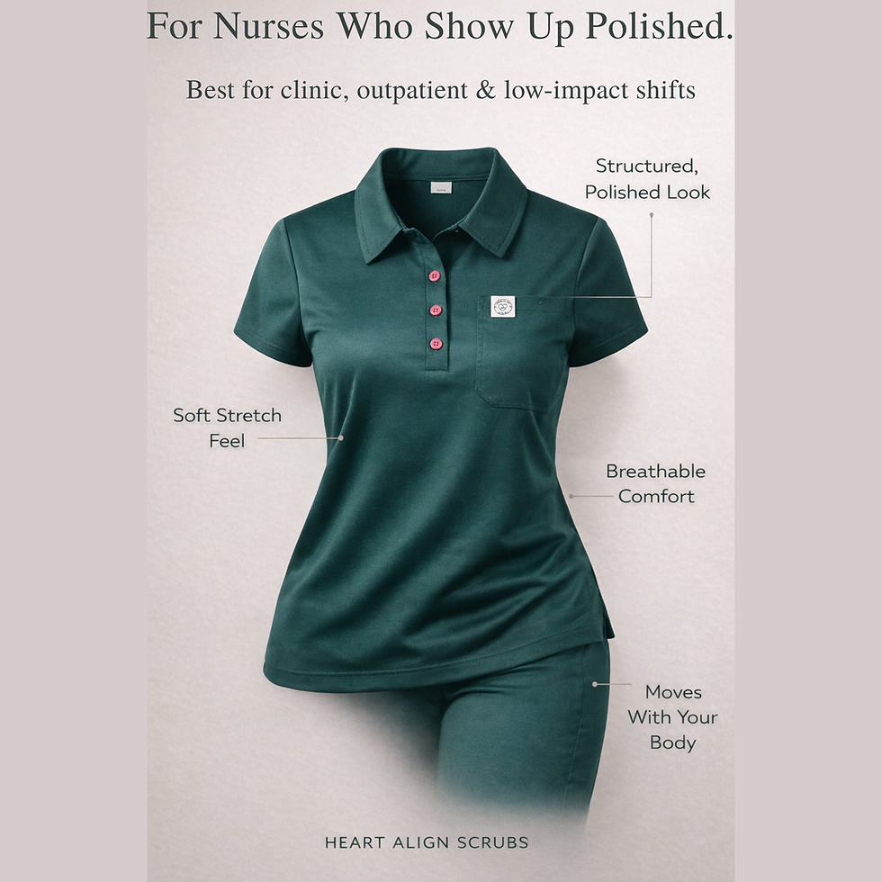 Thumbnail: Heart Align Scrubs Polo Set -  Green Scrub Pant & Polo Top 