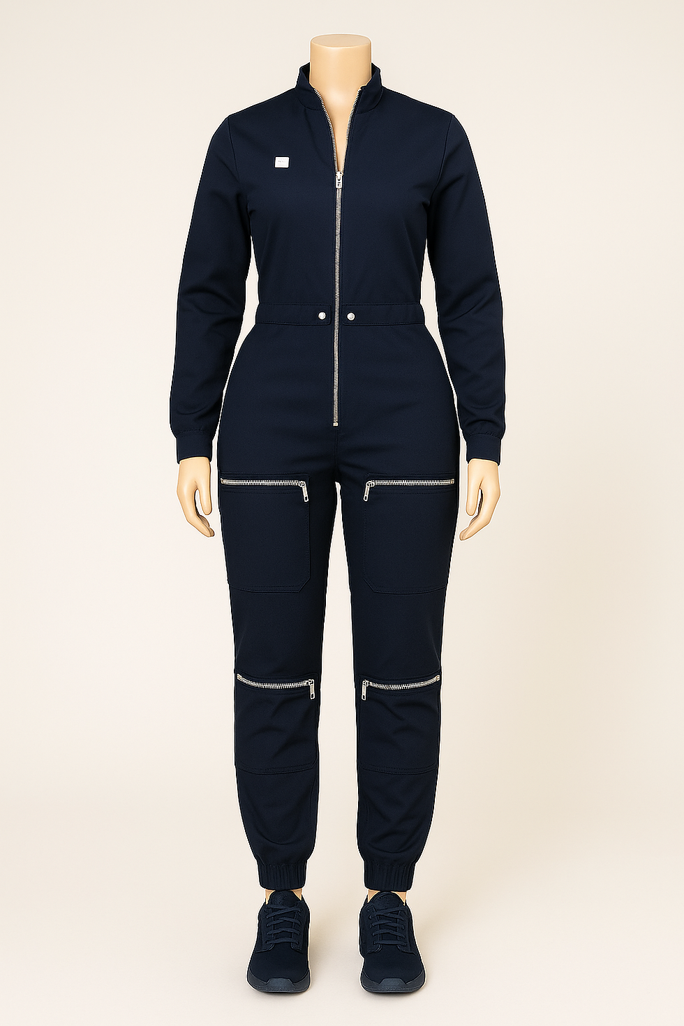Thumbnail: Heart Align Premium Cargo Scrub Jumpsuit – Navy