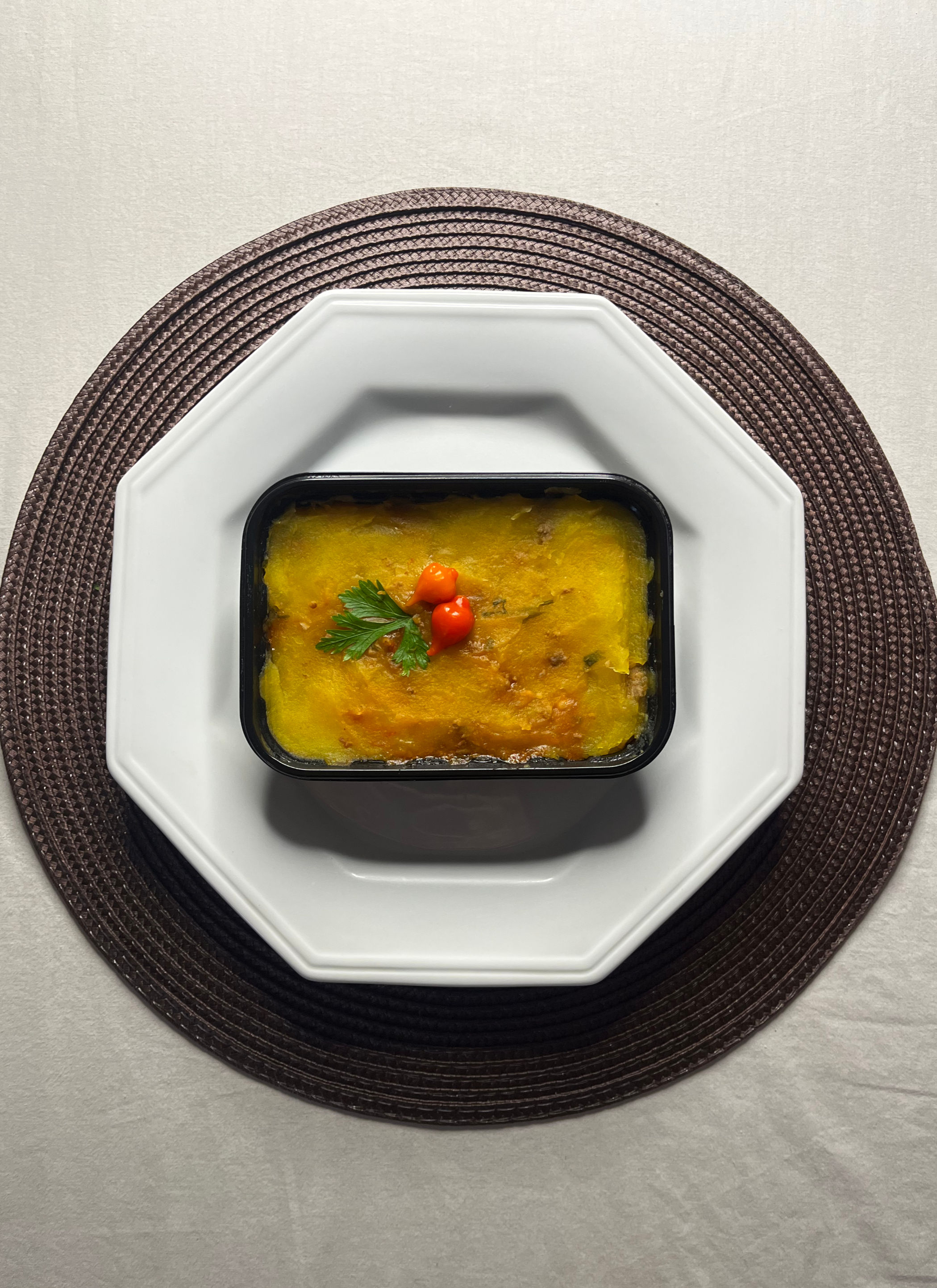 Escondidinho de mandioquinha com patinho magro