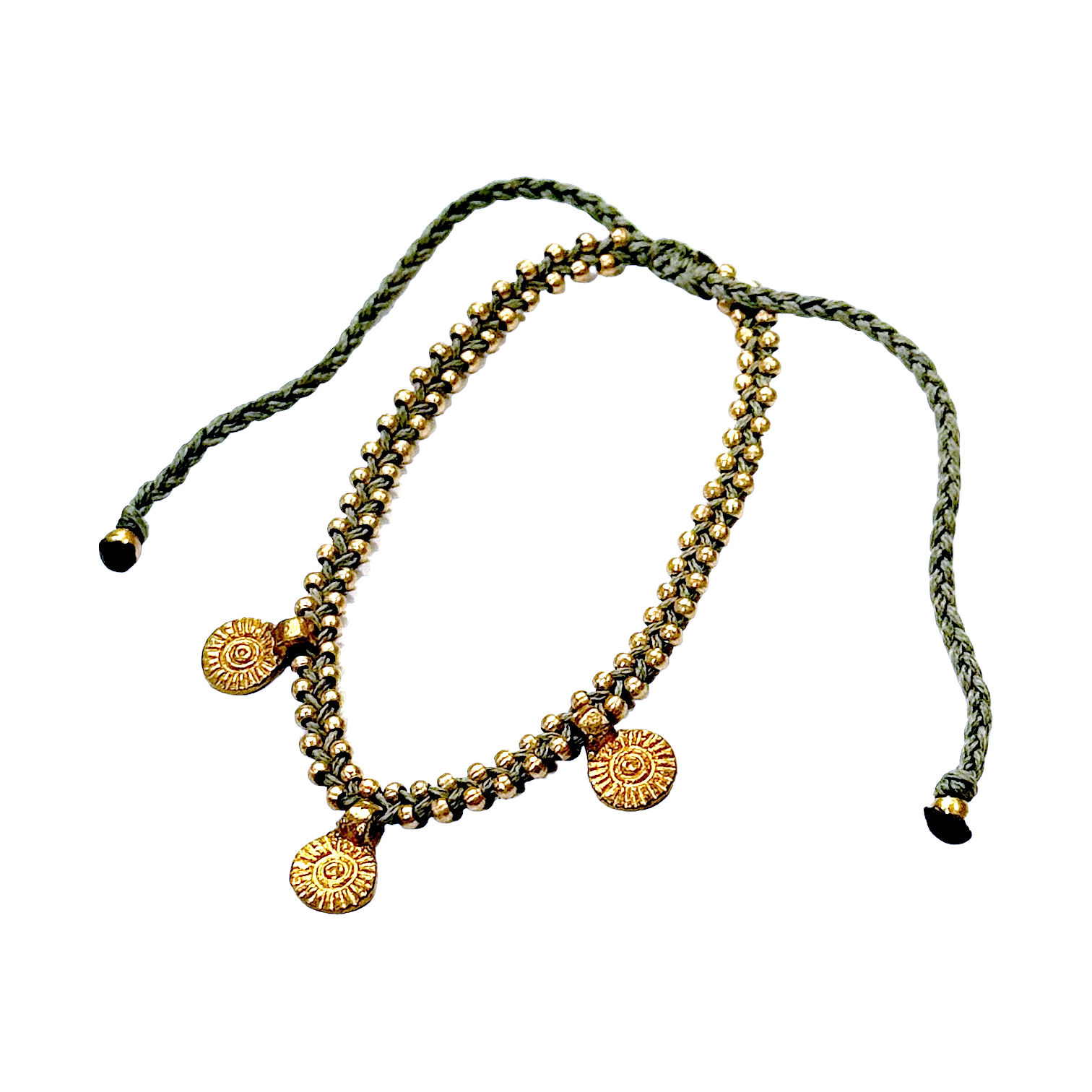 Bambi Sage Green Brass Anklet