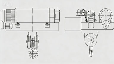 Thumbnail: Low headroom electric hoist drawing
