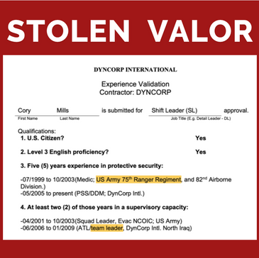 Mills Lies on State Dept Application: Falsely Claims He Was an Army Sniper in the 75th Ranger Regiment 