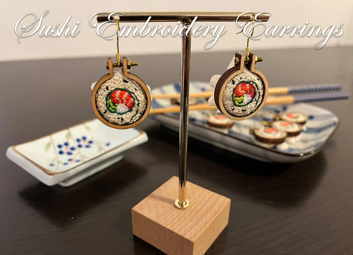 Sushi Embroidery Earring