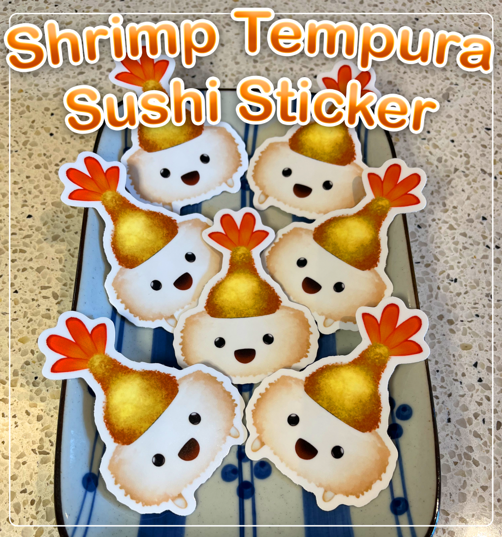 Shrimp Tempura Sushi Sticker  | Waterpoof Vinyl