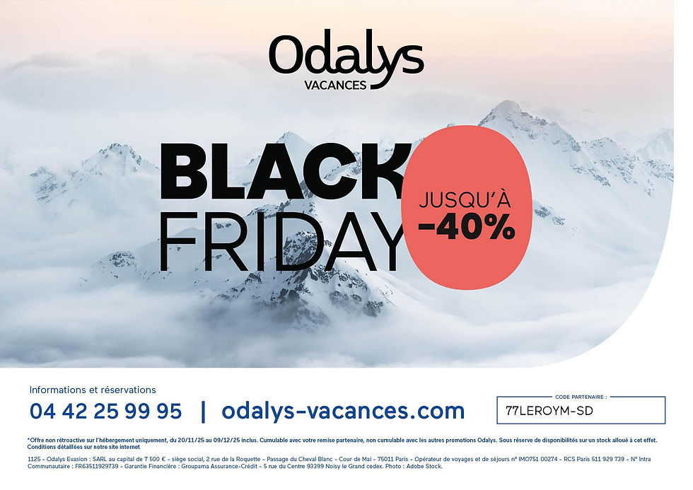 Odalys Vacances - Black Friday / 3 nuits dont 1 offerte, c'est la 🍒 sur le gâteau !