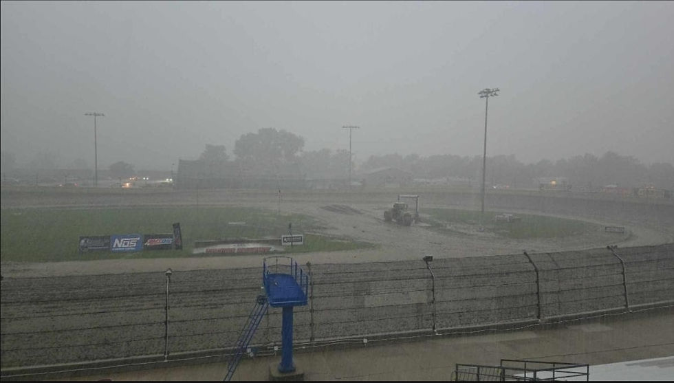 A very wet Kokomo Speedway forced USAC to move Saturday’s Indiana Sprint Week Presented By Honest Abe Roofing event to Tuesday, July 28. Photo courtesy: USAC Media - Photographer: Bryan Hulbert Photo