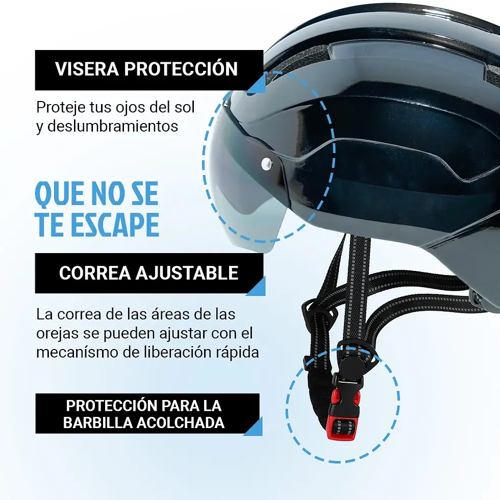 Miniatura: Casco negro con luz trasera, talla L